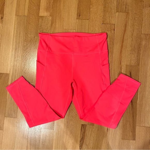 Fabletics Bright Coral PureLux Side Pocket Leggings - Picture 1 of 7